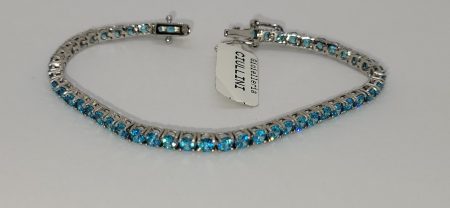 Bracciale in arg.925 modello tennis con topazi azzurri