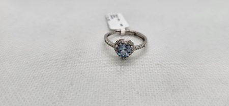 Anello con cuore celeste e zirconi in arg.925