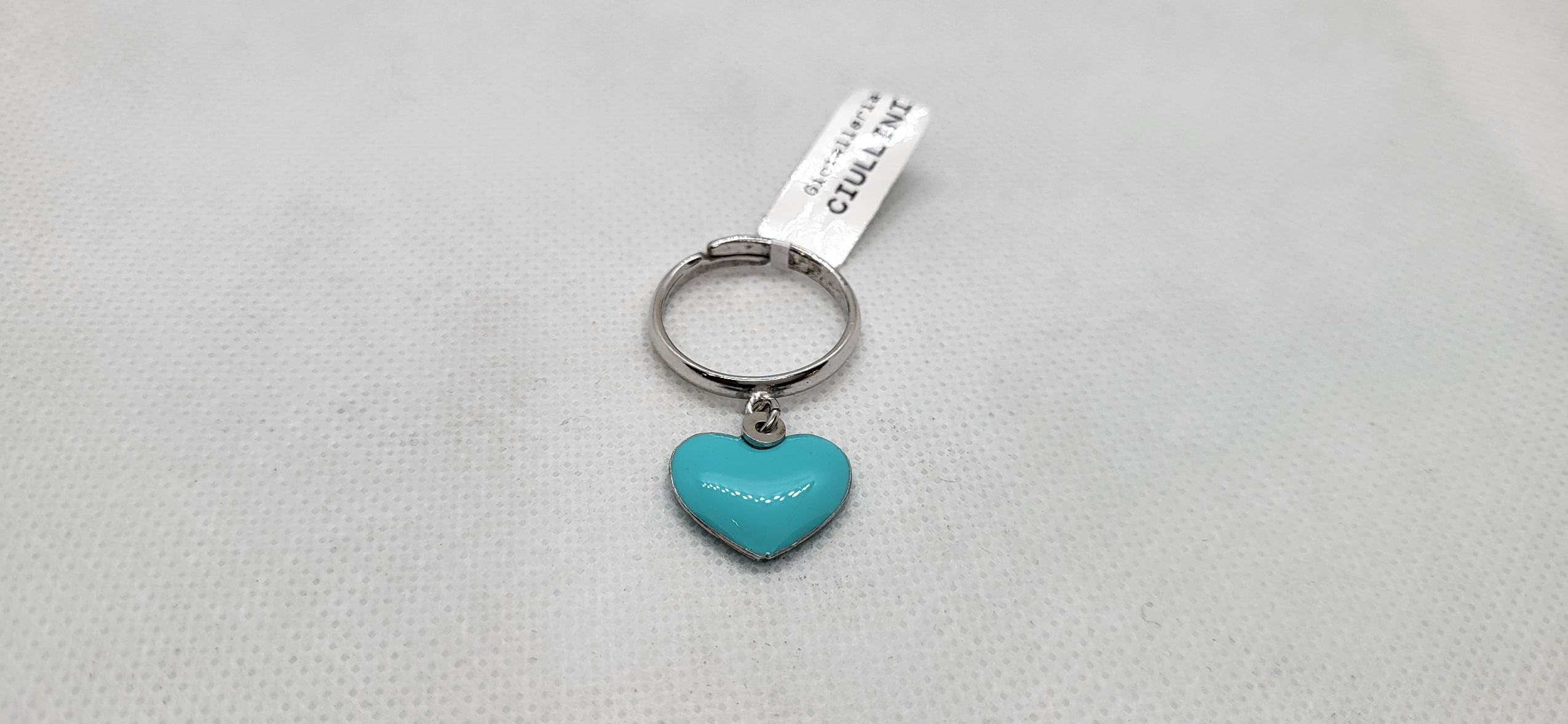 Anello argento cuore smaltato turchese