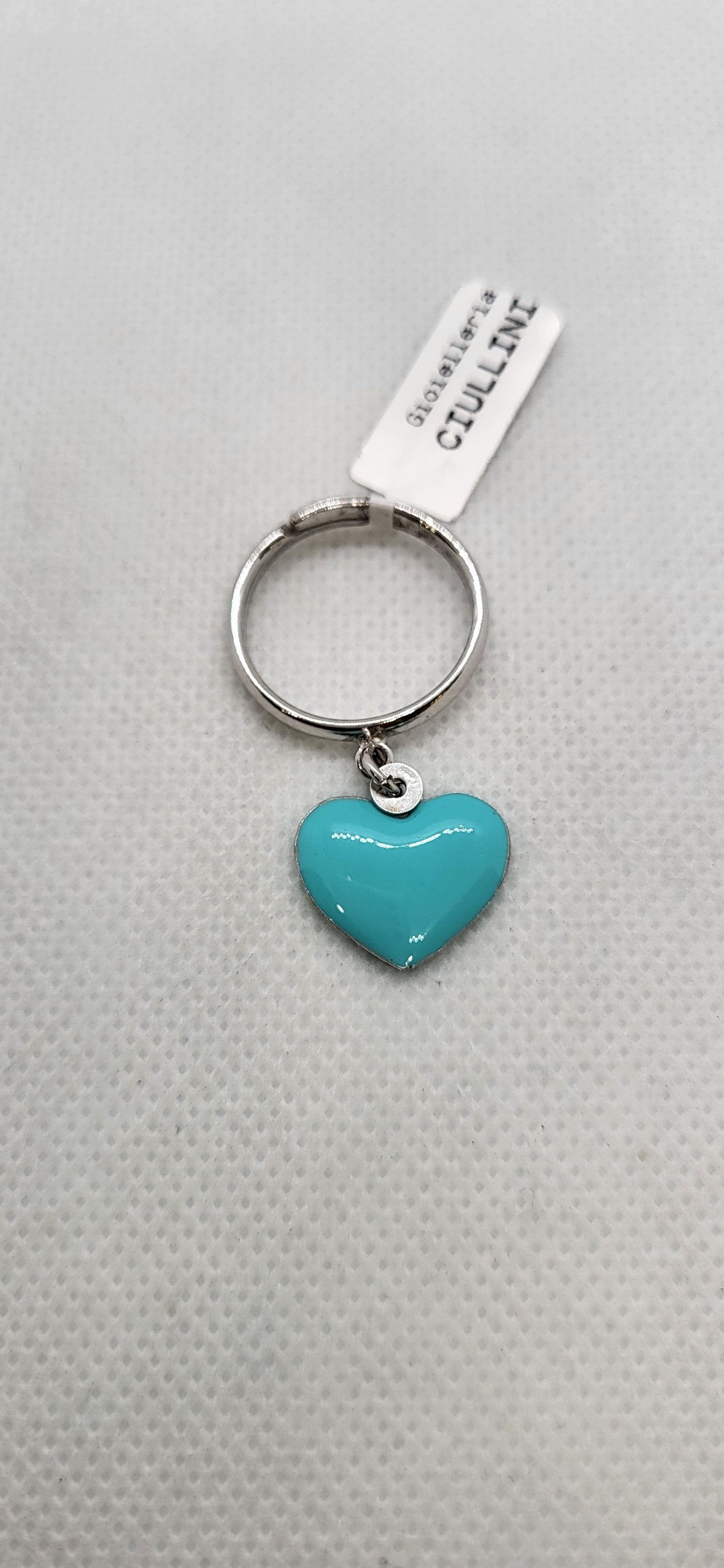 Anello argento cuore smaltato turchese - immagine 3